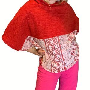 Red Camel Girls L Cape W Hood & Lace Detail
